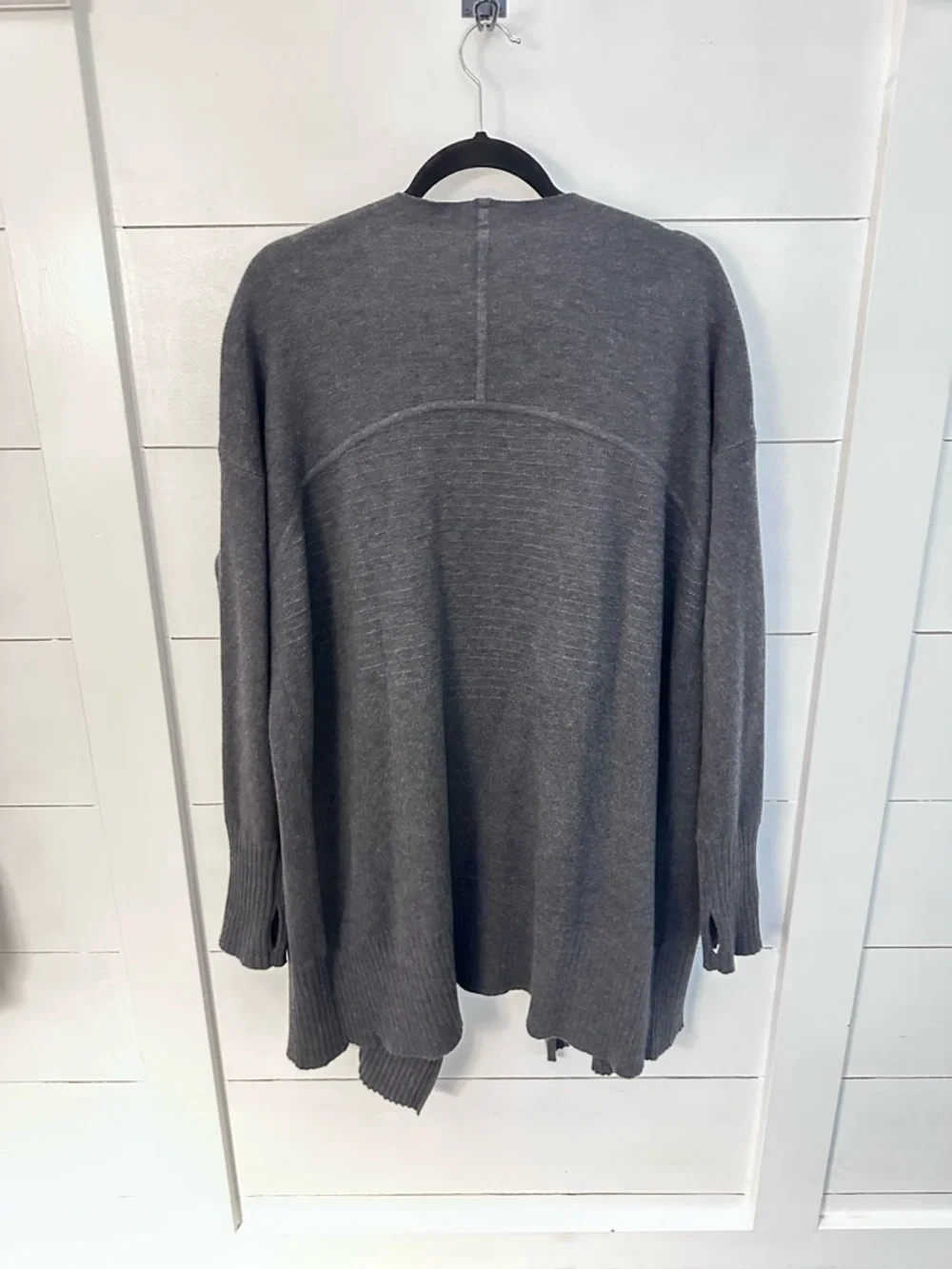 LULULEMON L Still Lotus wrap Grey-Black thumb sleeve pocket reversible cardigan - Picture 6 of 16